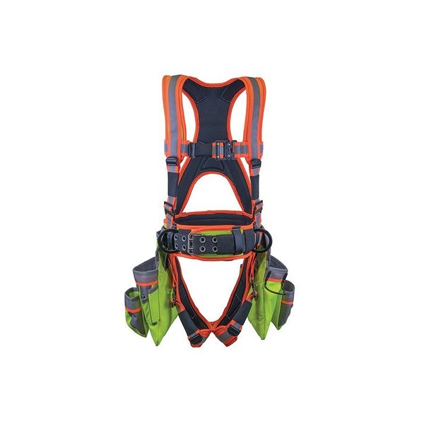 Super Anchor Safety Medium - ANSI Class 1 Ultra-Viz Deluxe Full Body Harness with All-Pakka Tool Bag Combo 6161-M